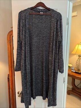 Hello Mello Heather Grey Open-Front Long Cardigan